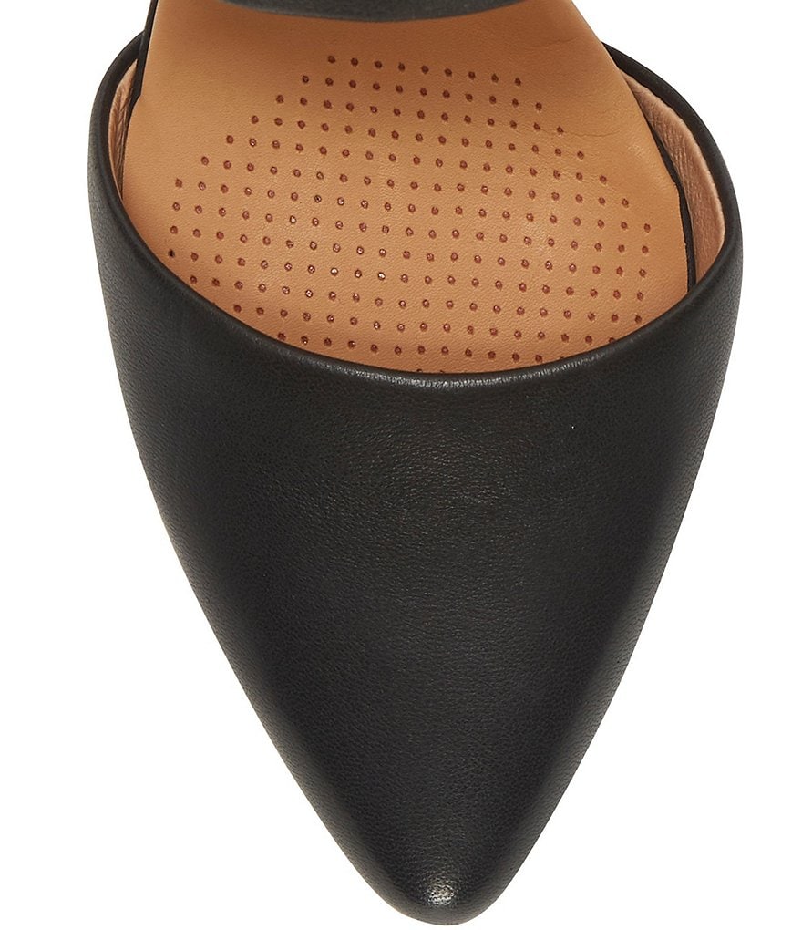 Riina Leather Asymmetrical Block Heel Pointed Toe Pumps