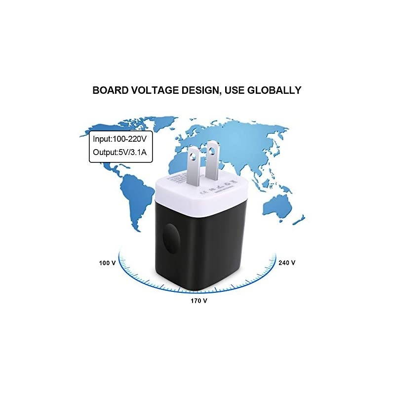 Wall Adapter, 3 Port Charger Plug, 5V 3.1Amp 2PC Multi-Port Universal Travel Wall Charger Box Compatible iPhone 11 X 8 7 Plus, Samsung Note10 S10 Plus S10E S9 S8, S7,V50 V40 V35 V30S ThinQ