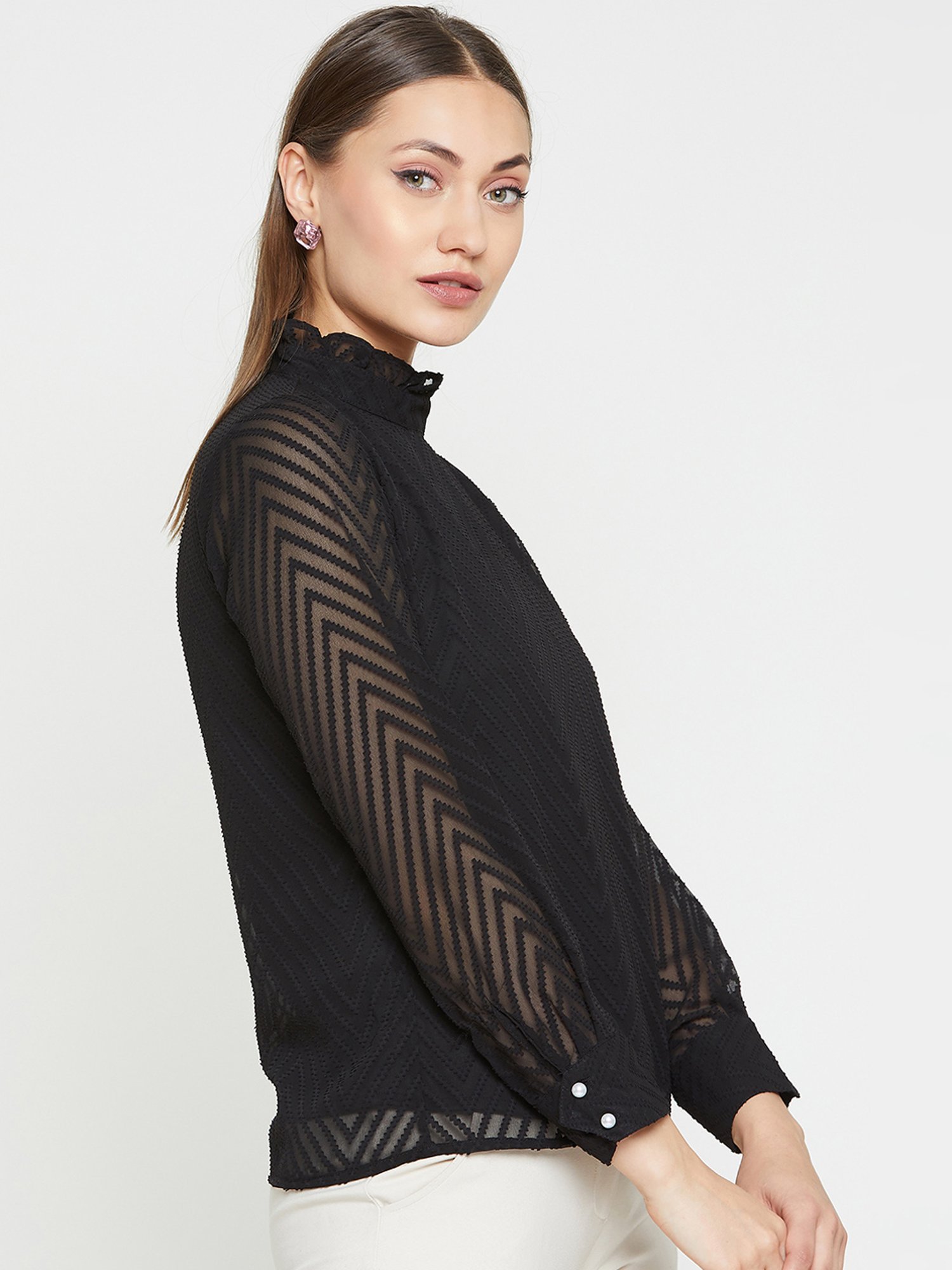 Rare Black Self Design Top