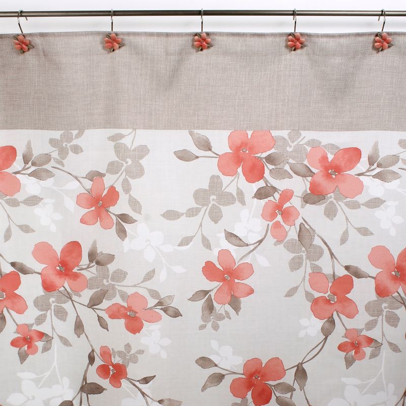 Coral Garden Floral Shower Curtain Coral - Saturday Knight Ltd.