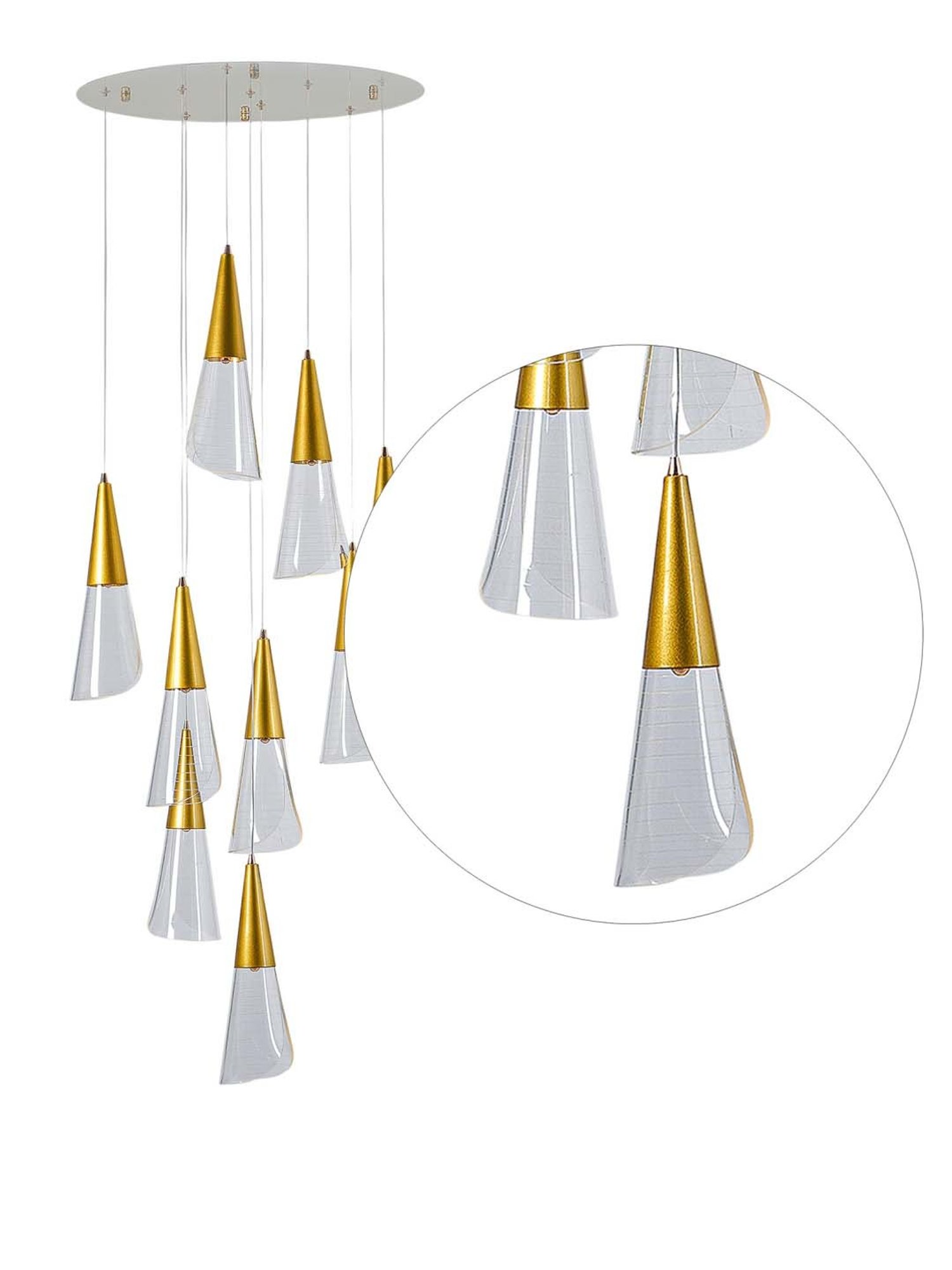 Kapoor E Illuminations 'Blenheim' White & Golden Acrylic 9-In-1 Led Chandelier