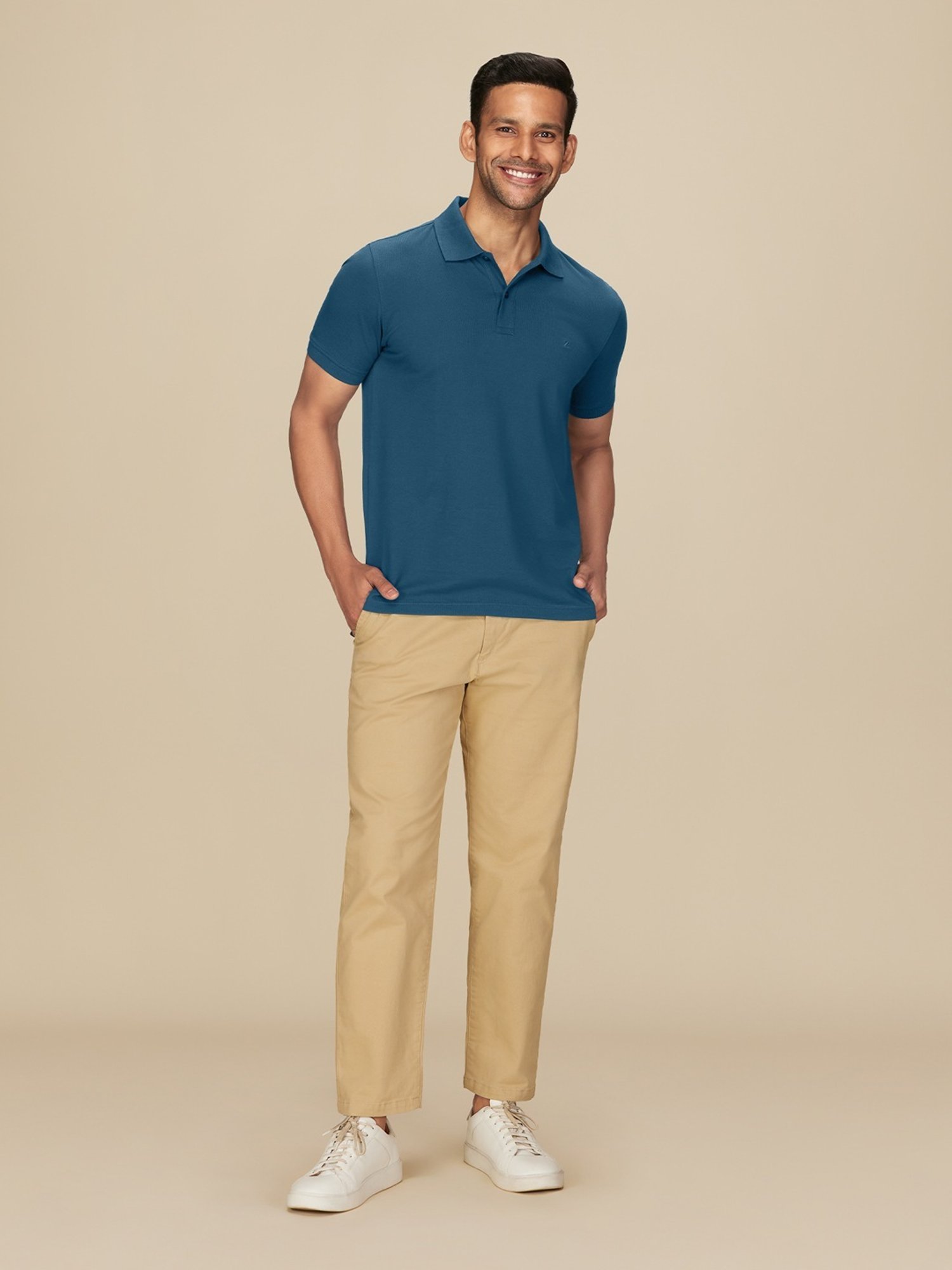 XYXX Isle Blue Cotton Regular Fit Polo T-Shirts