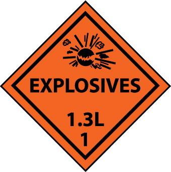 NMC DL93R-PLACARD, EXPLOSIVES 1.3L 1, 10 3/4X10 3/4, RIGID PLASTIC (1 EACH)