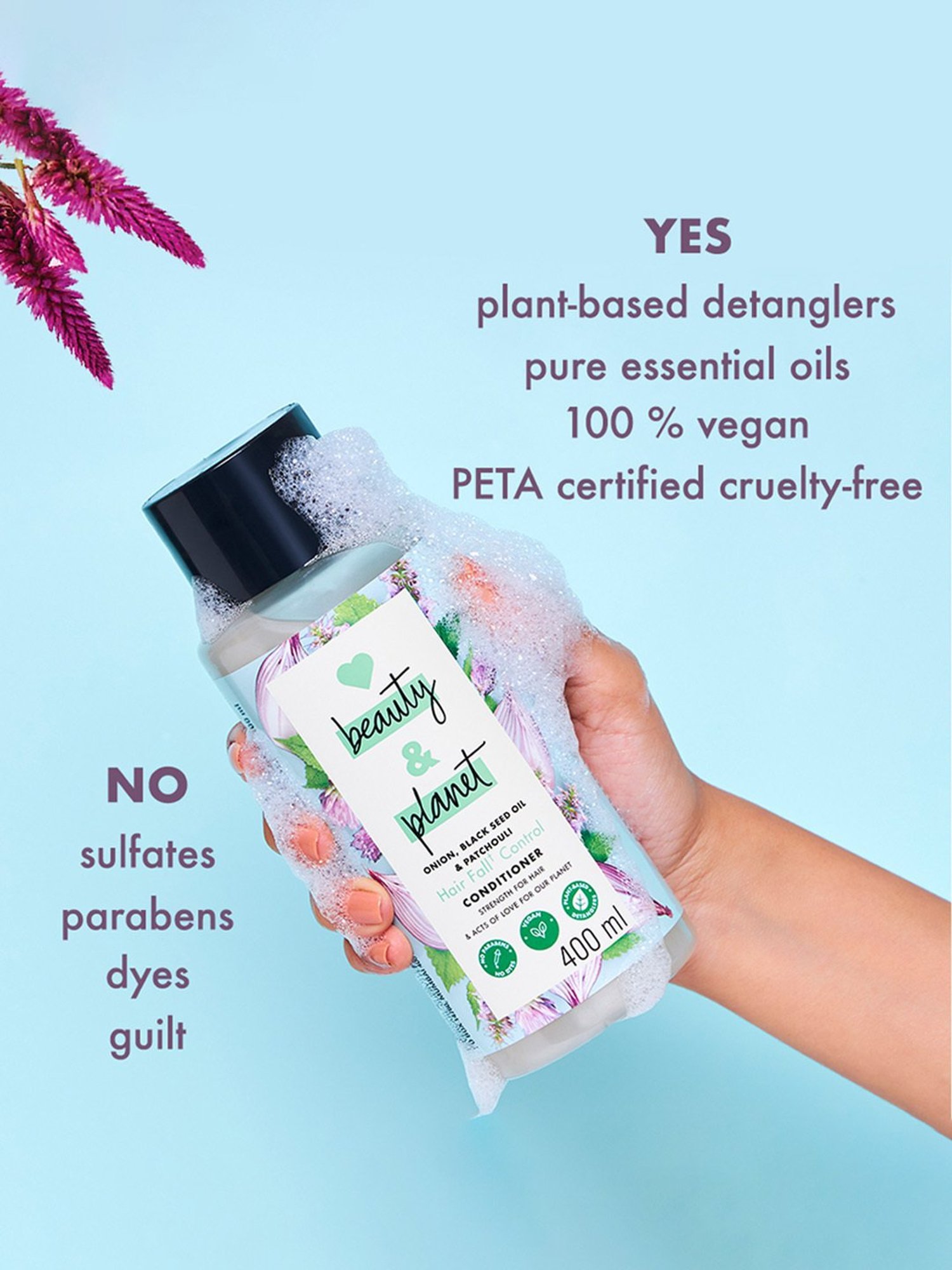 Love Beauty & Planet Onion, Black Seed Oil & Patchouli Hairfall Control Conditioner - 400 ml