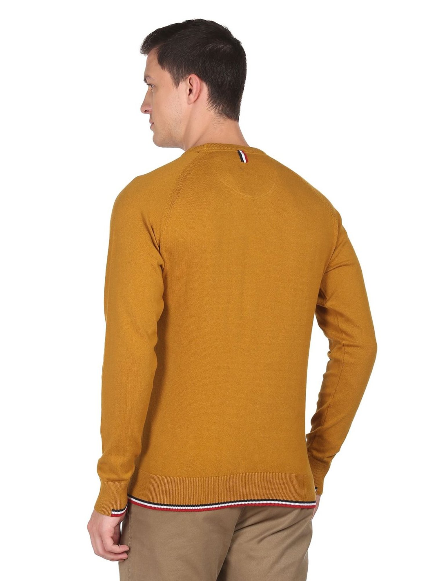 Arrow Sport Mustard Cotton Regular Fit Sweater