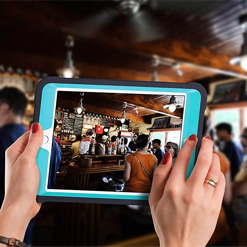 iPad Mini Case iPad Mini 2 Case iPad Mini 3 Case iPad mini Retina Case Three Layer Heavy Duty Shockproof Protective Case for iPad MiniiPad Mini 2iPad Mini 3 with Kickstand Aqua BlueBlack