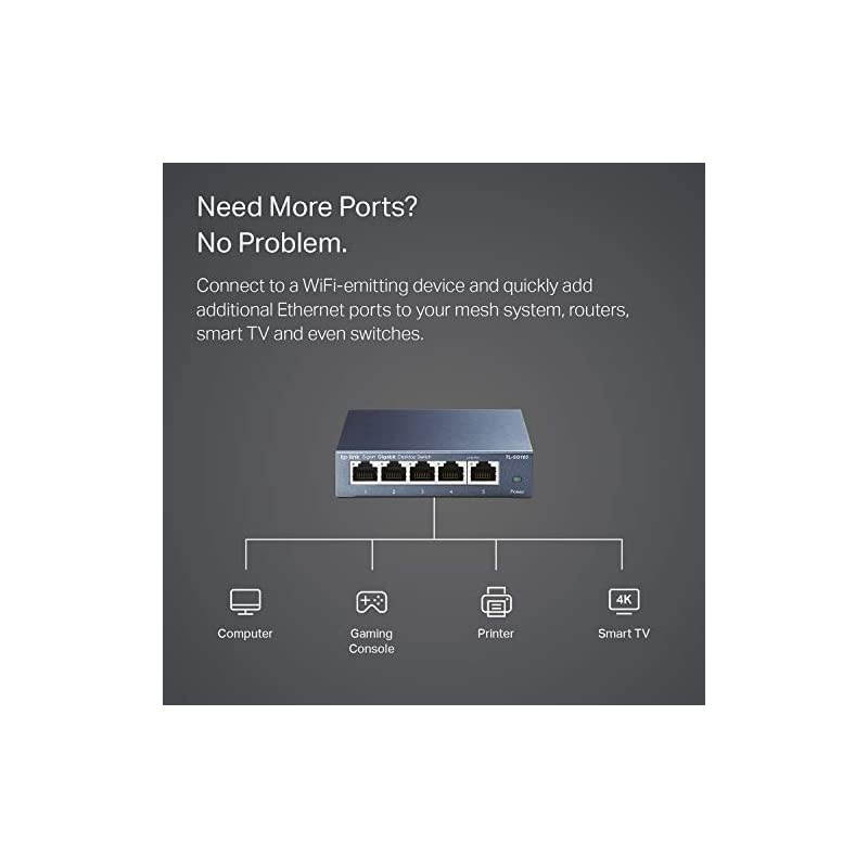 TL-SG105 | 5 Port Gigabit Unmanaged Ethernet Network Switch, Ethernet Splitter | Plug & Play | Fanless Metal Design | Shielded Ports | Traffic Optimization | Limited Lifetime Protection