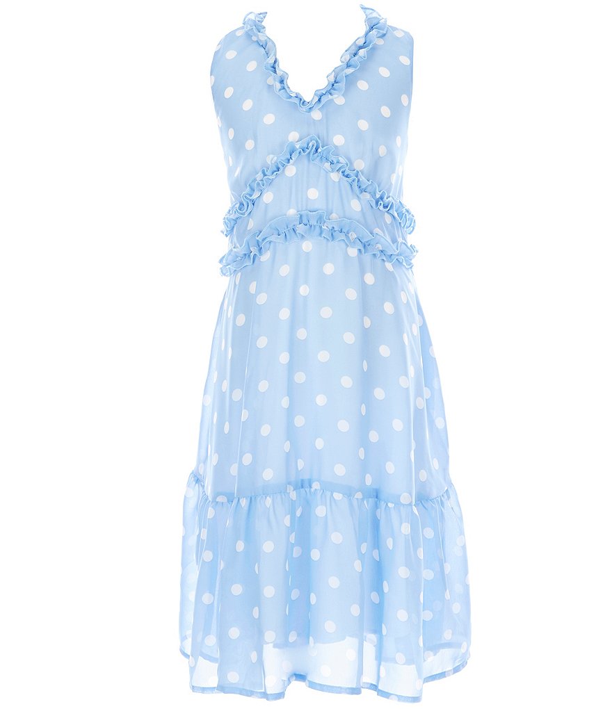 Honey and Rosie Big Girls 7-16 Dotted Overlay Fit-And-Flare Dress