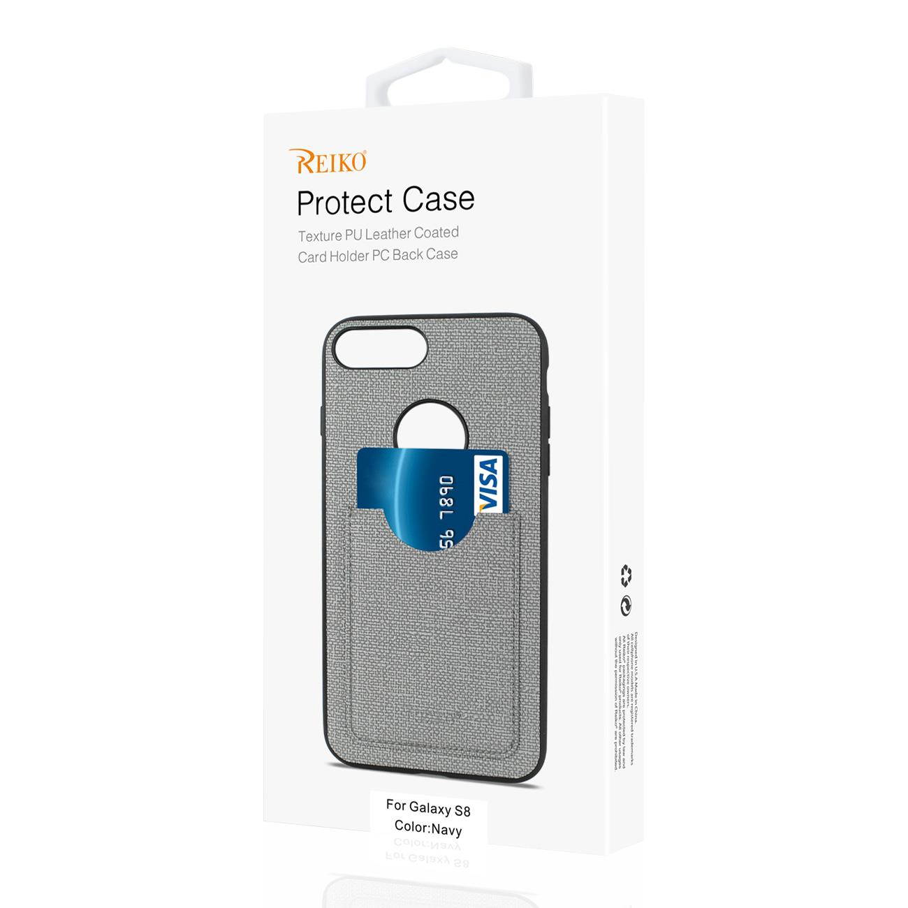 REIKO SAMSUNG GALAXY S8/ SM ANTI-SLIP TEXTURE PROTECTOR COVER WITH CARD SLOT IN NAVY