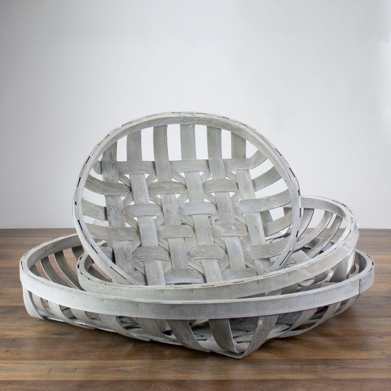 Raz Imports Set of 3 White Washed Woven Baskets 23.5"