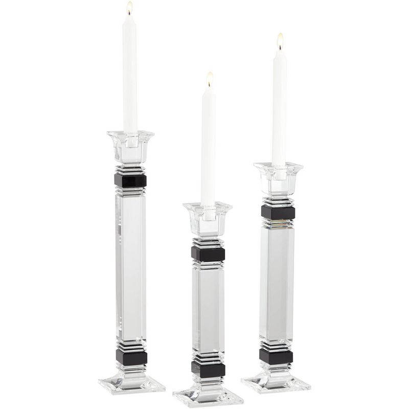 Dahlia Studios Black Crystal Taper Candle Holder Set of 3