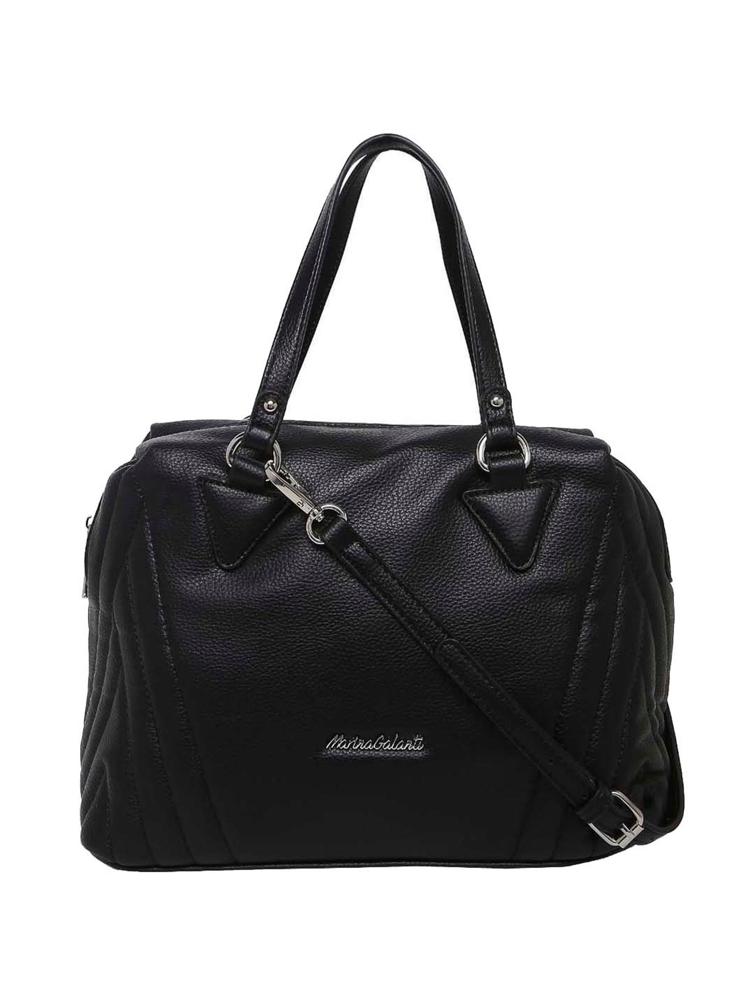 Marina Galanti Black Textured Medium Bowler Bag