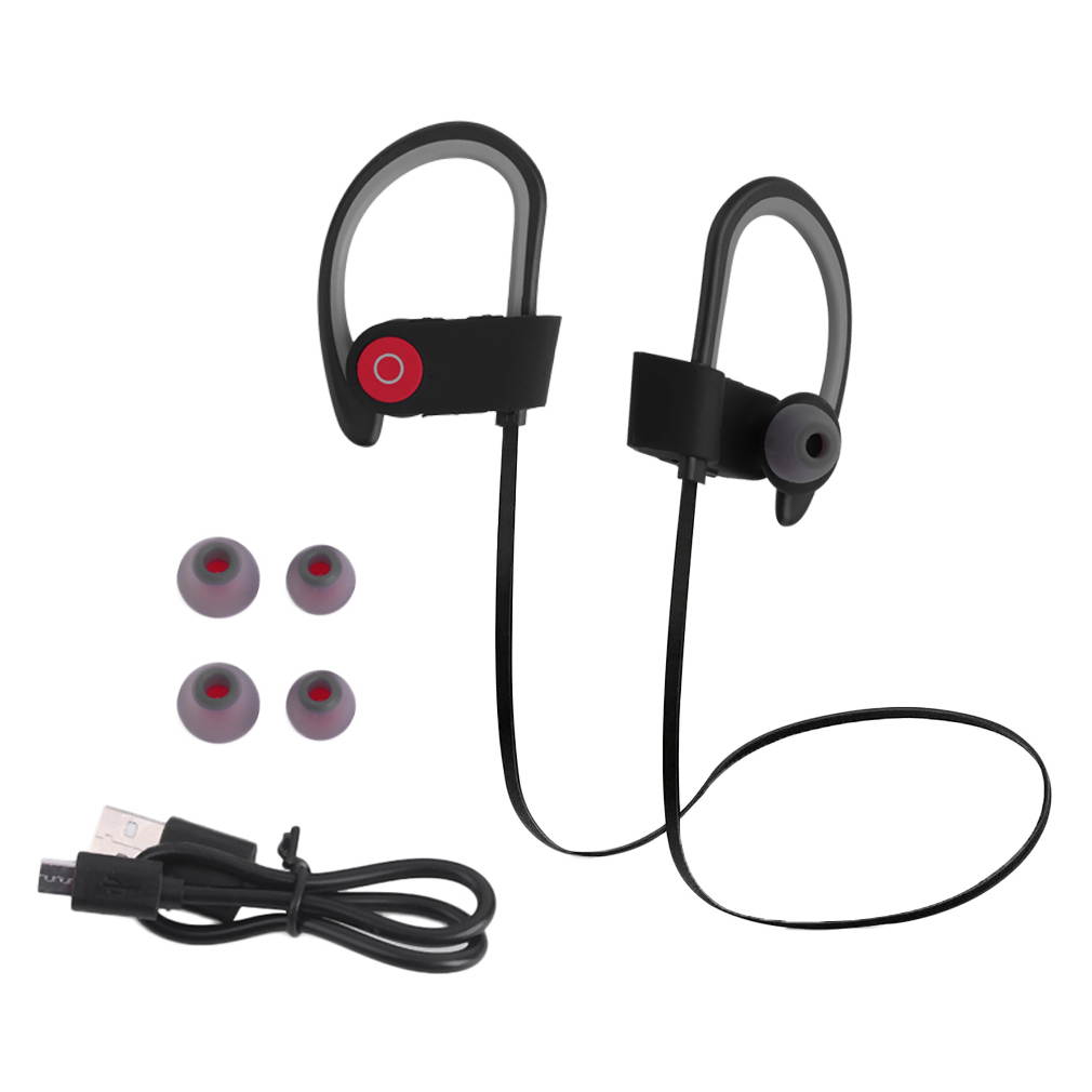 Wireless Bluetooth Headset Stereo Headphone Earphone Sport for Mobile Phone with Soft Ear Tip and Ear Hook