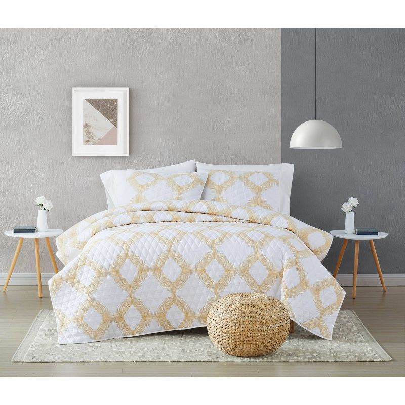 Twin XL 2pc Merill Quilt Set White/Gold - Brooklyn Loom