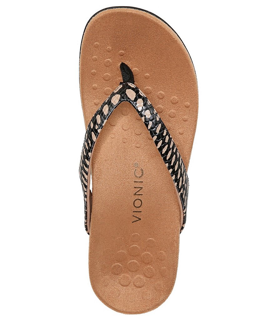 Vionic Dillon Spots Print Leather Flip Flops