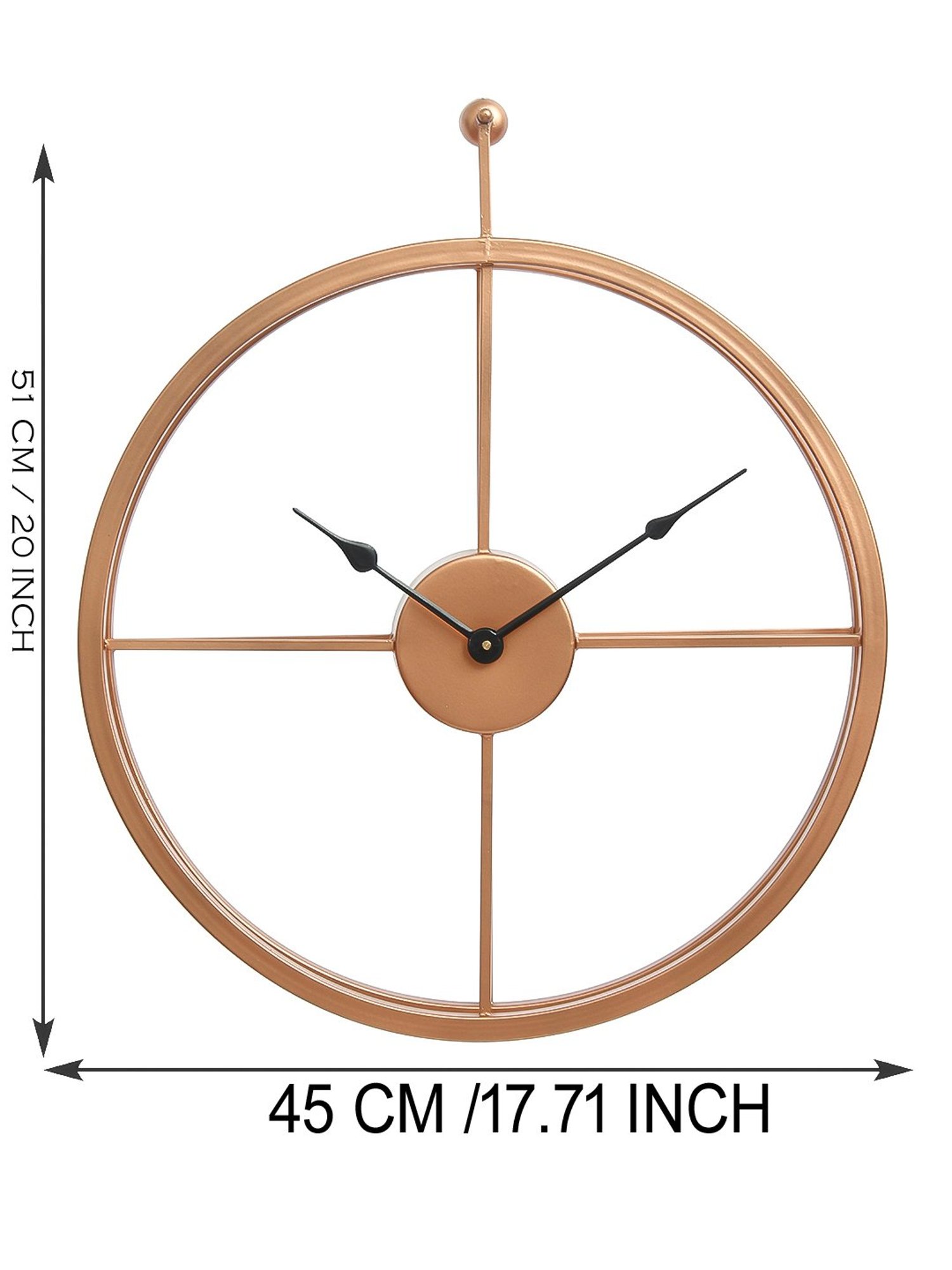 CHRONIKLE Elegant Round Copper Rose Gold Iron Wall Clock