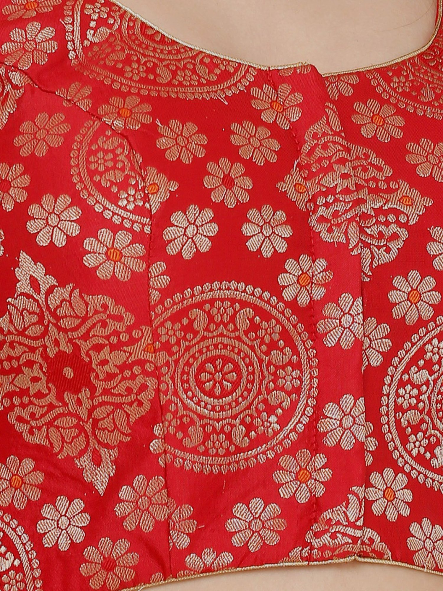 Salwar Studio Red Woven Pattern Blouse