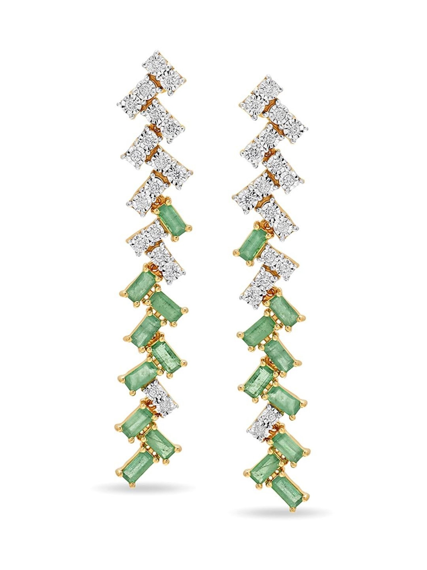 Mia by Tanishq Nature's Finest 14k Gold Enchanting Criss Cross Diamond Stud Earrrings for Women