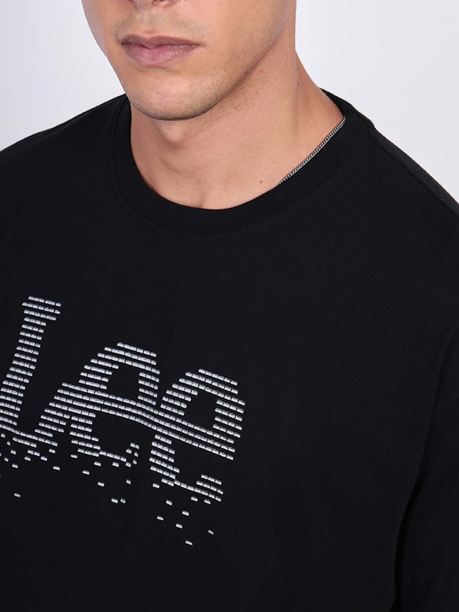 Lee Black Loose Fit Logo Print Cotton Oversized Crew T-Shirt