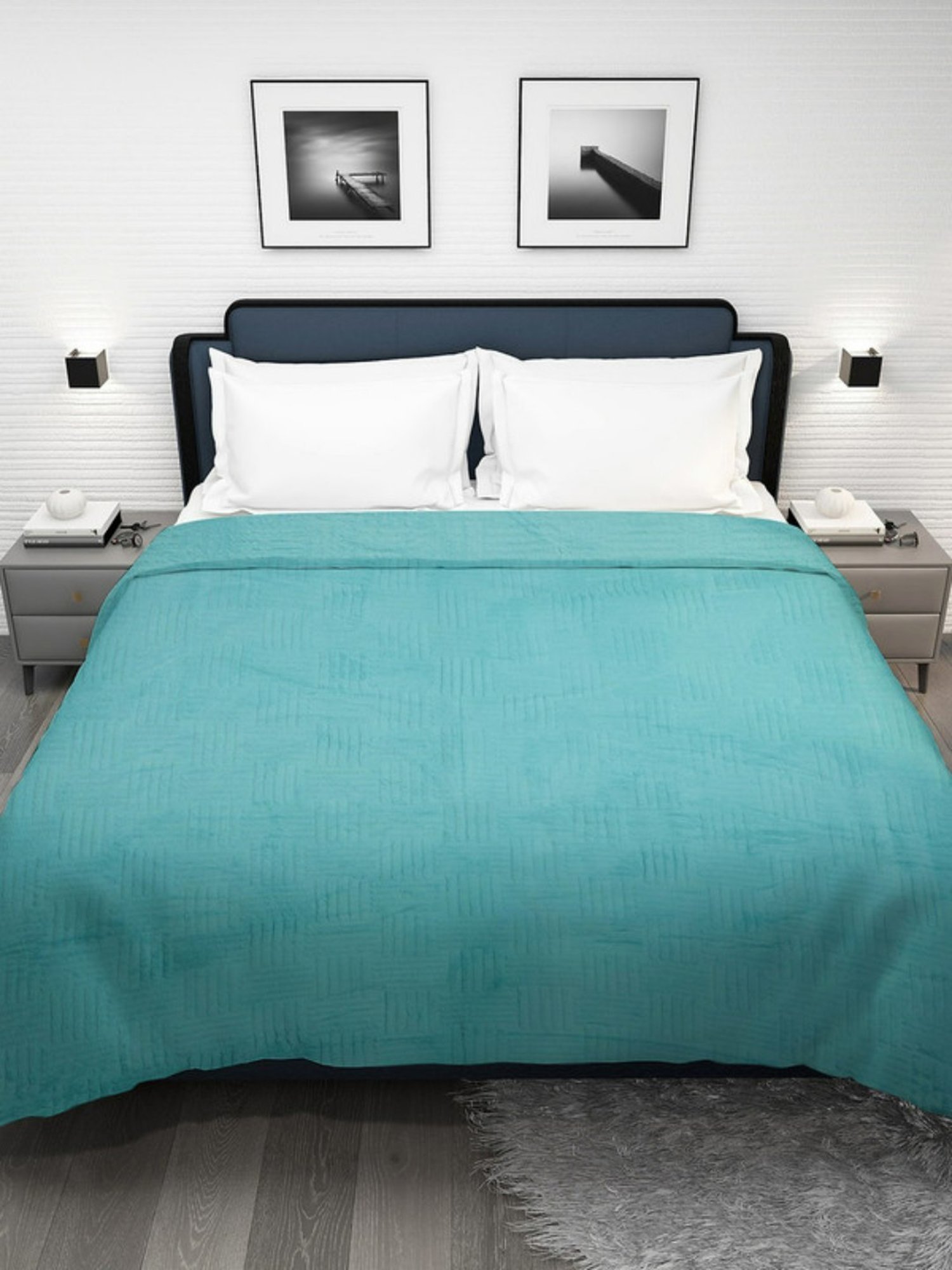 Dhrohar Sky Blue Polyester 300 GSM Double Bed Blanket