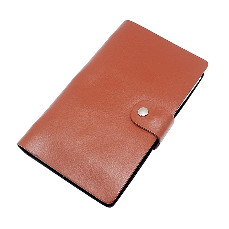 Leather Credit Card Holder Business Card Case Book Style 90 Count Name ID Card Holder Book (Tan)
