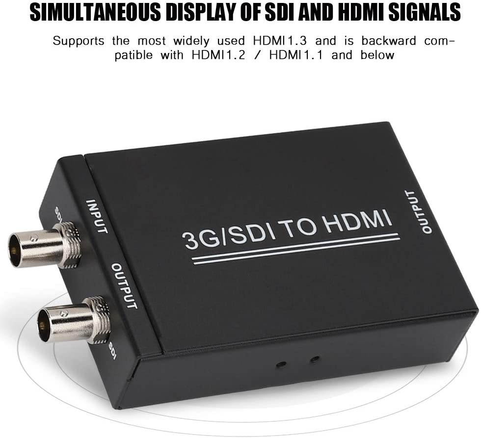 Bewinner SDI to HDMI+SDI Converter HD-SDI to HDMI 3G SDI to HDMI+SDI with Power Supply Adapter, Audio Embedder Support HD-SDI and 3G-SDI and Full HD 1080P 60Hz(Black)
