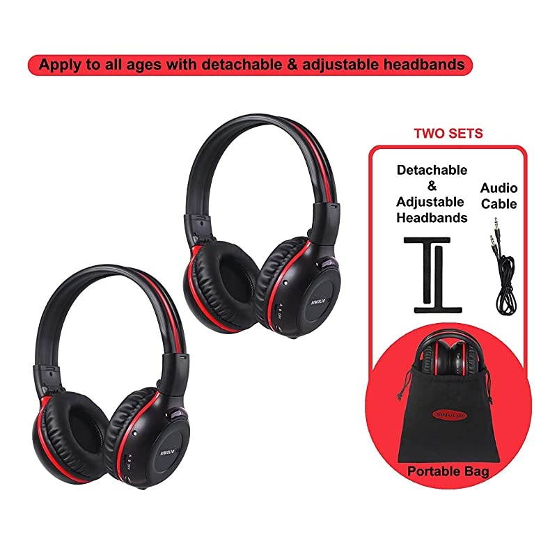 2 Pack of Wireless Car Headphones 2 Channel IR Wireless Headphones for Kids in Car Wireless DVD Headphones with Storage Bag for Universal Rear Entertainment System Not for 2017+ Pacifica