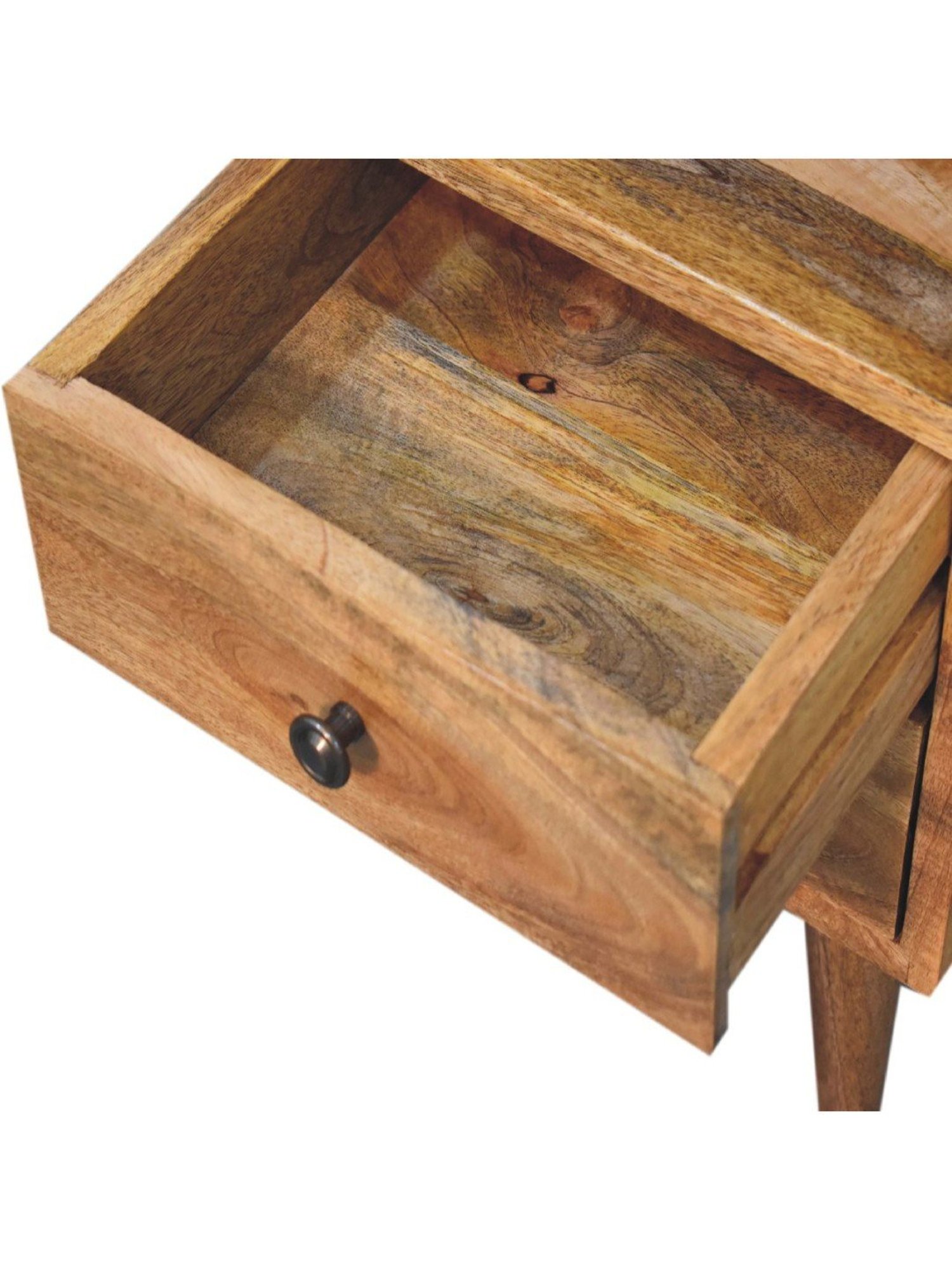 Artisan Furniture Brown Wood Mini Classic Oakish Bedside Table with Open Slot