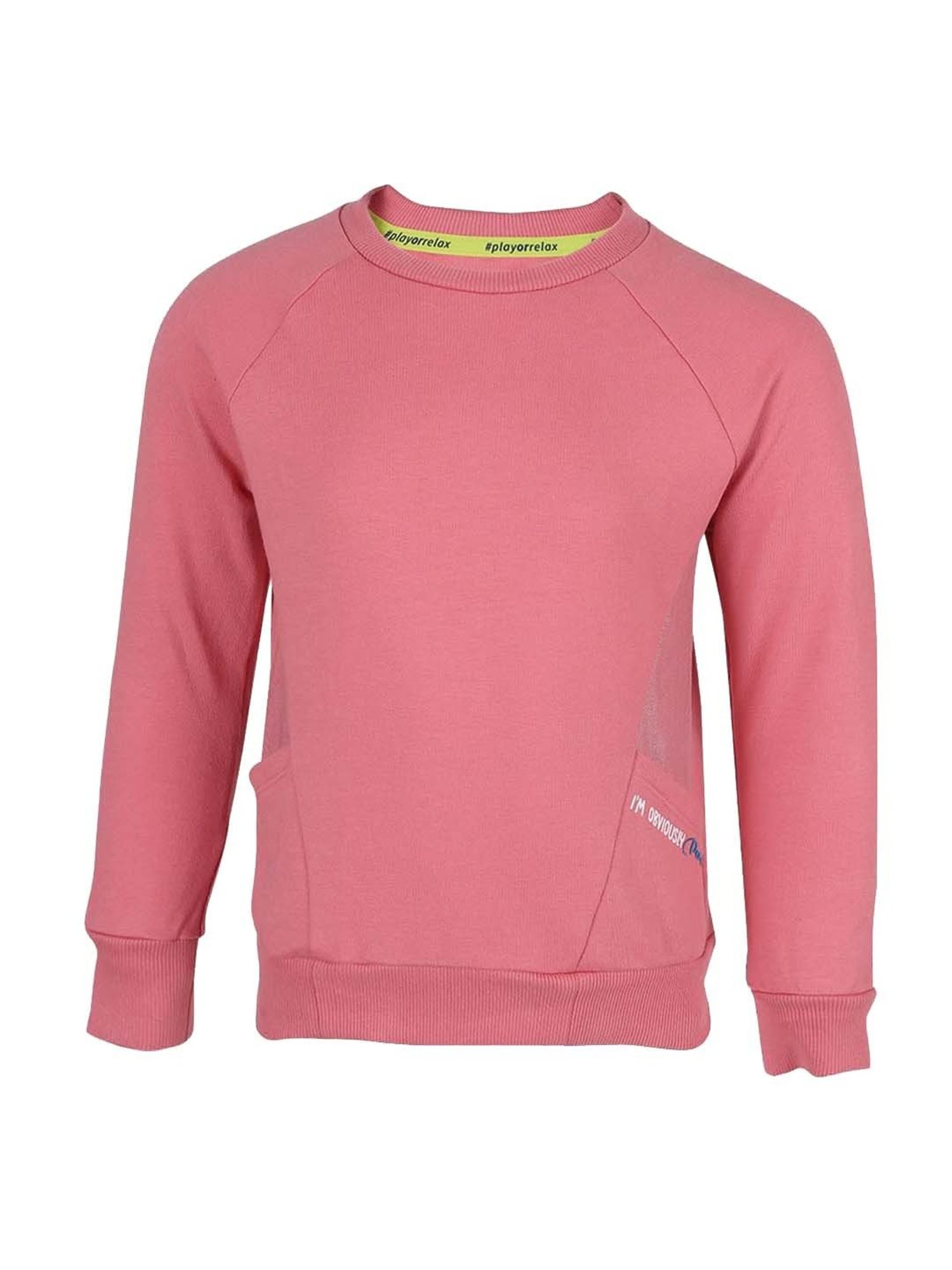 Jockey Kids Pink Cotton Regular Fit Sweatshirt