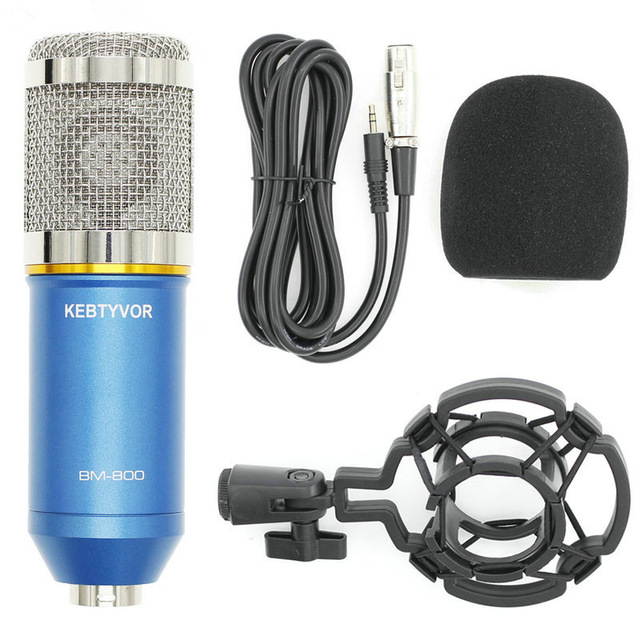 BM-800 Dynamic Condenser Wired Handheld Microphone Mic Sound Studio for Recording Kit KTV Karaoke with Shock Mount