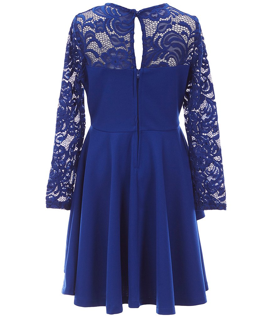 Rare Editions Big Girls 7-16 Lace/Scuba Two-Tier Fit-And-Flare Dress