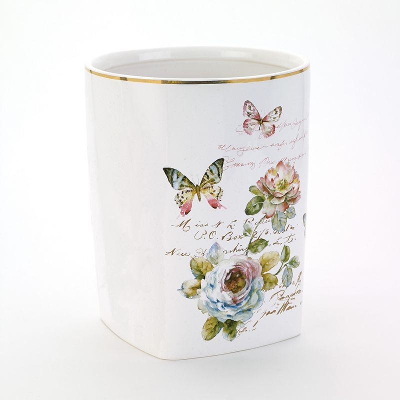 Avanti Butterfly Garden Wastebasket - White