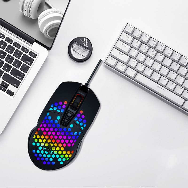 RGB Gaming Mouse,Mignvoa Wired USB Mouse Lightweight Honeycomb Shell,6400 DPI Adjustable, 7 Programmed Buttons, Ergonomic Optical Computer Gamer Gaming Mice for Windows PC Laptop