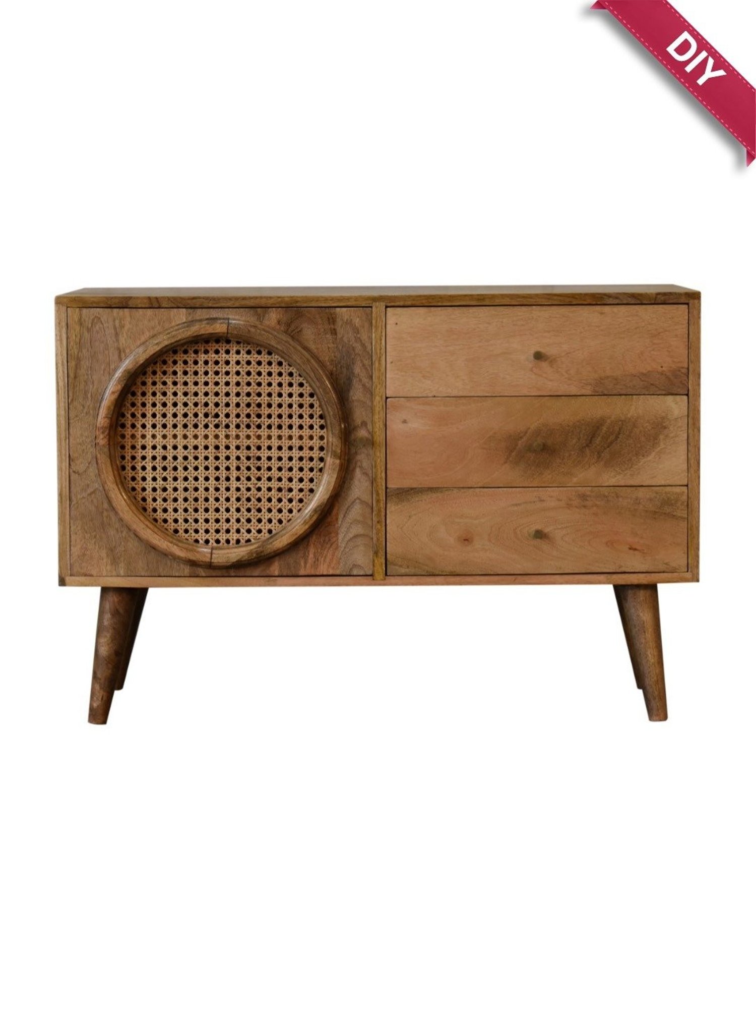 Fabindia Brown Sheesham Wood Textured Cabinet