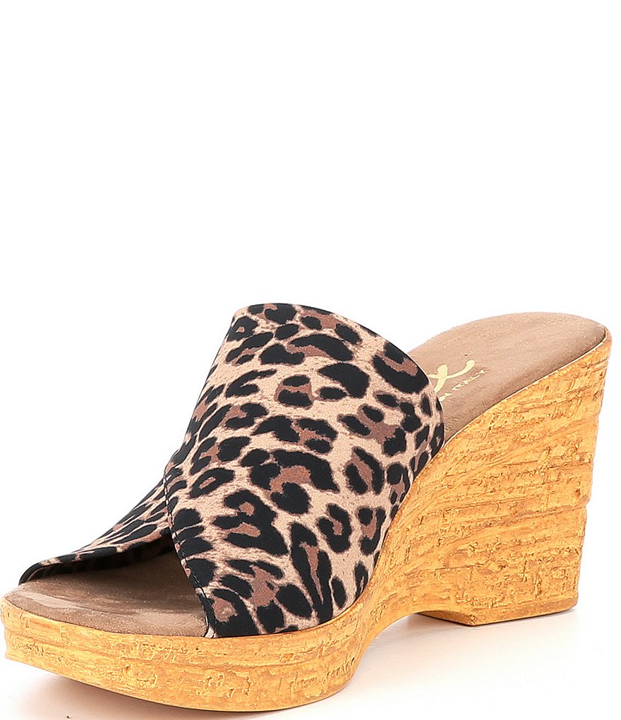 Onex Christina Elastic Leopard Wedge Sandals