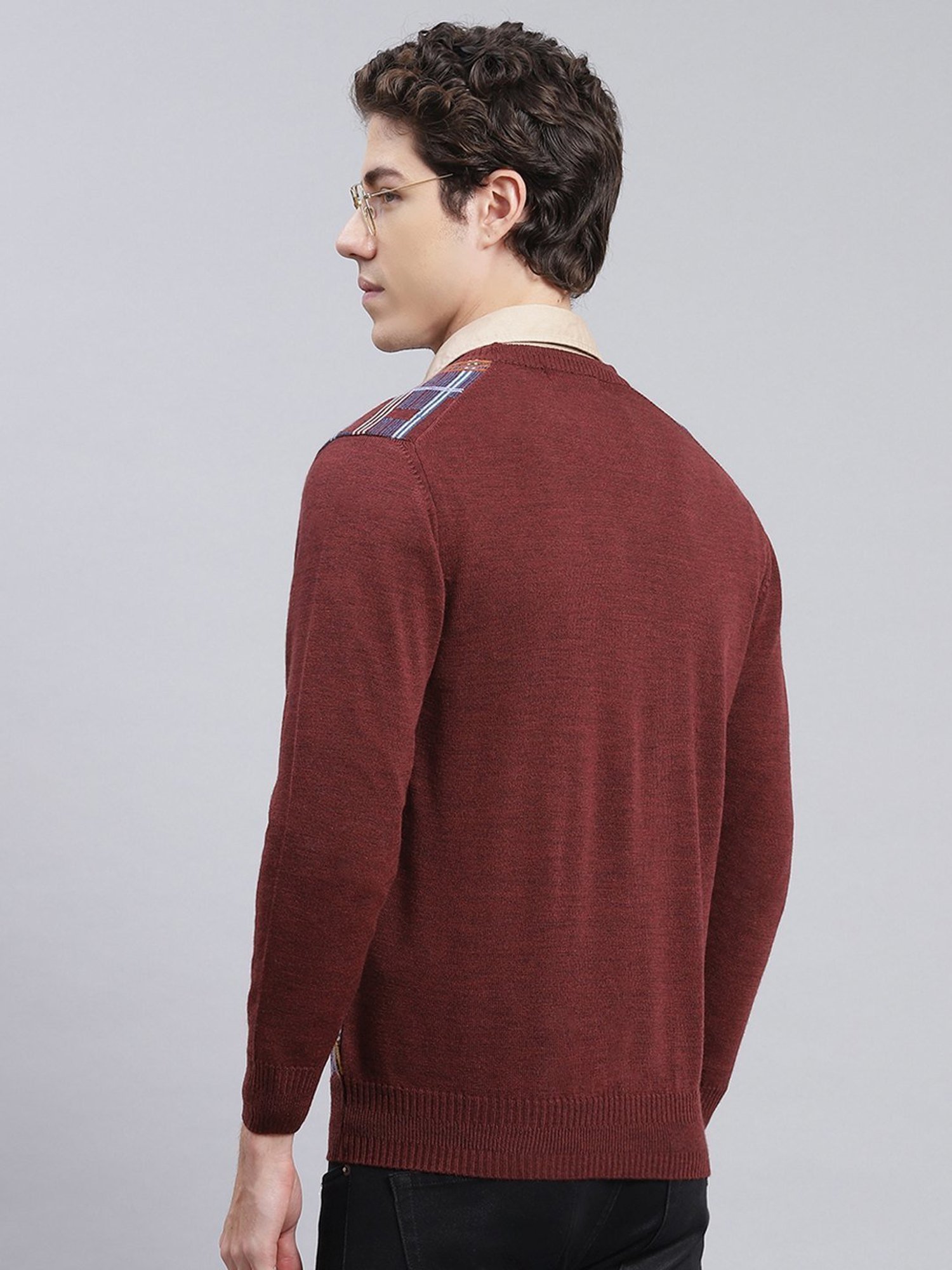 Duke Wine Self Striped Sweater