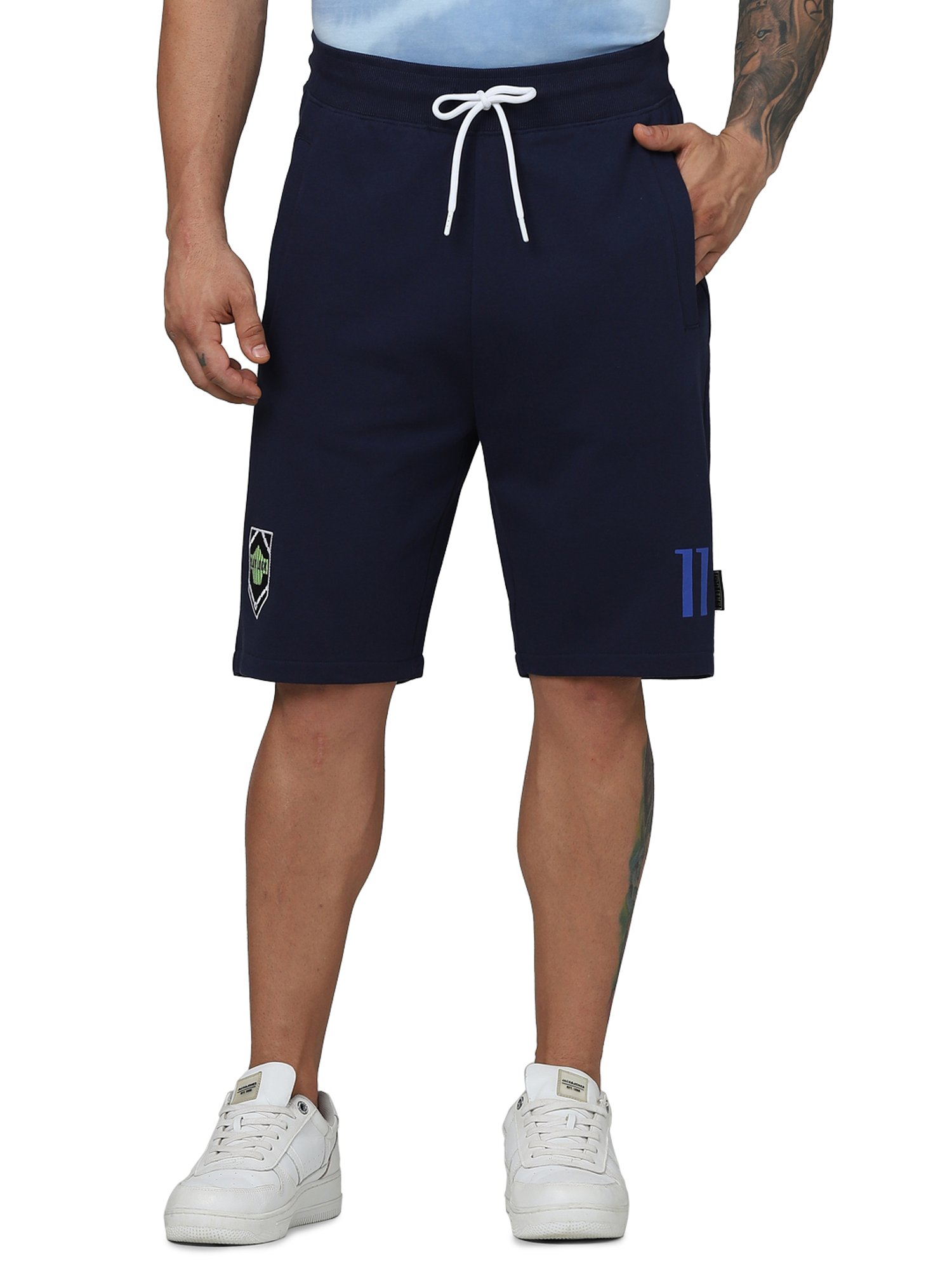 celio* Navy Regular Fit Printed Cotton Shorts