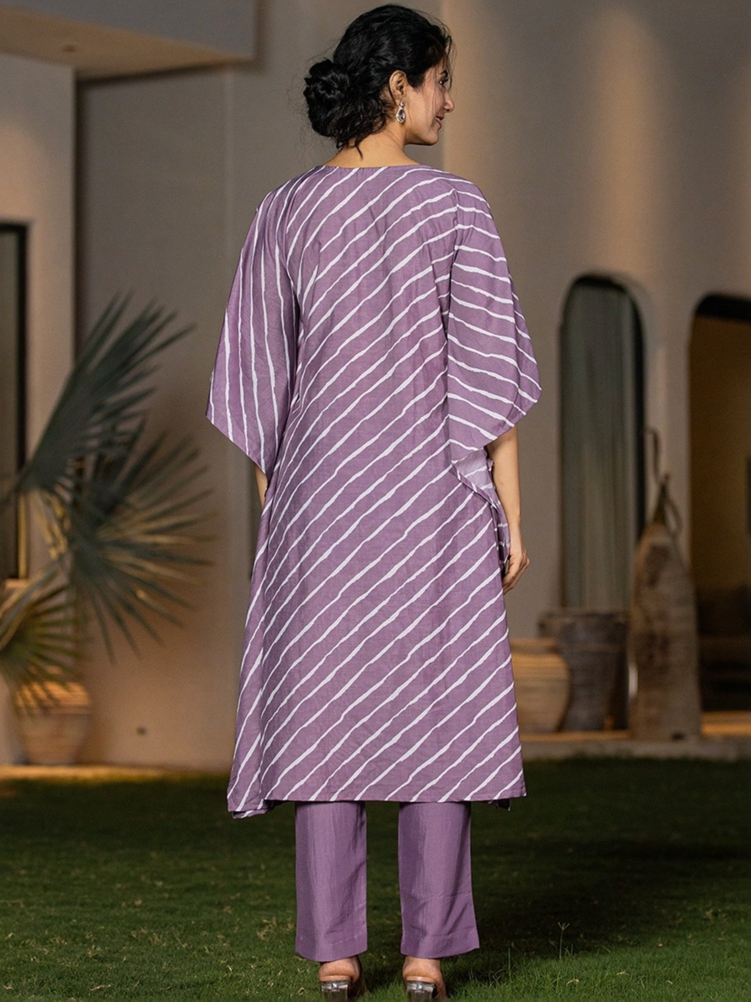 Yufta Purple Printed Kaftan Pant Set