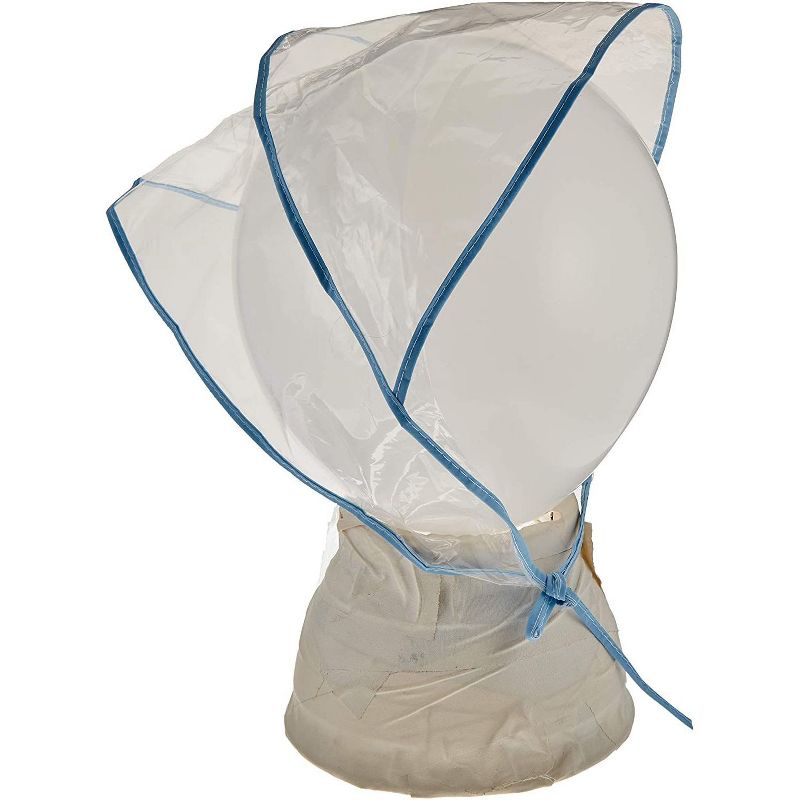 Juvale 12 Pack Clear Waterproof Rain Bonnet Hat with Visor, Transparent with Blue Trim Rain Wear