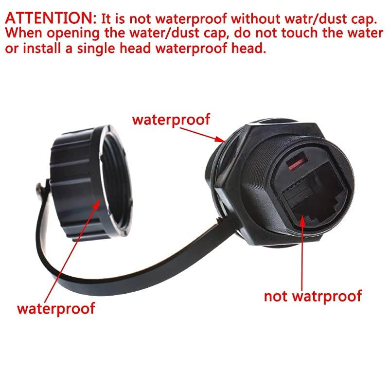 5PCS Panel Mounting RJ45 Waterproof Cat5/5e/6 8P8C Connector Ethernet LAN Cable Connector Double Head Coupler Adapter Female to Female with Waterproof/Dust Cap