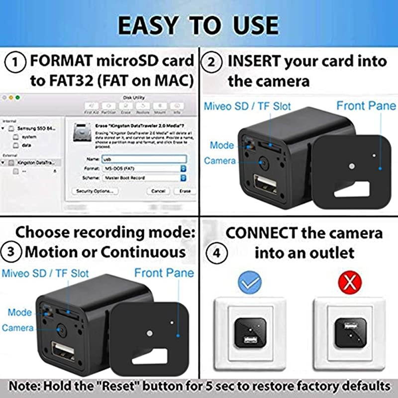 Hidden Spy Camera HD 1080P Mini Charger Camera Motion Detection USB Wall Charger Camera Plug Camera Nanny Cam Home Security Camera Housekeeper Video Only