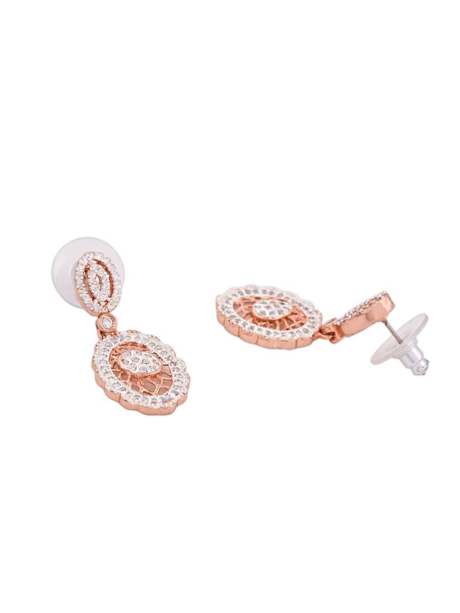 Estele Rose Gold-Plated CZ Attractive Elliptical Designer Necklace Set for Women