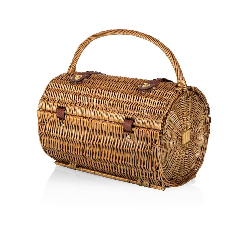 Northlight 15.5" Hand Woven Willow 2-Person Picnic Basket and Accessory Set - Brown