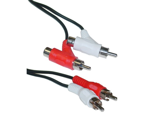Cable Wholesale RCA Audio Piggyback Cable 2 male to male + RCA female piggy back - 12 ft