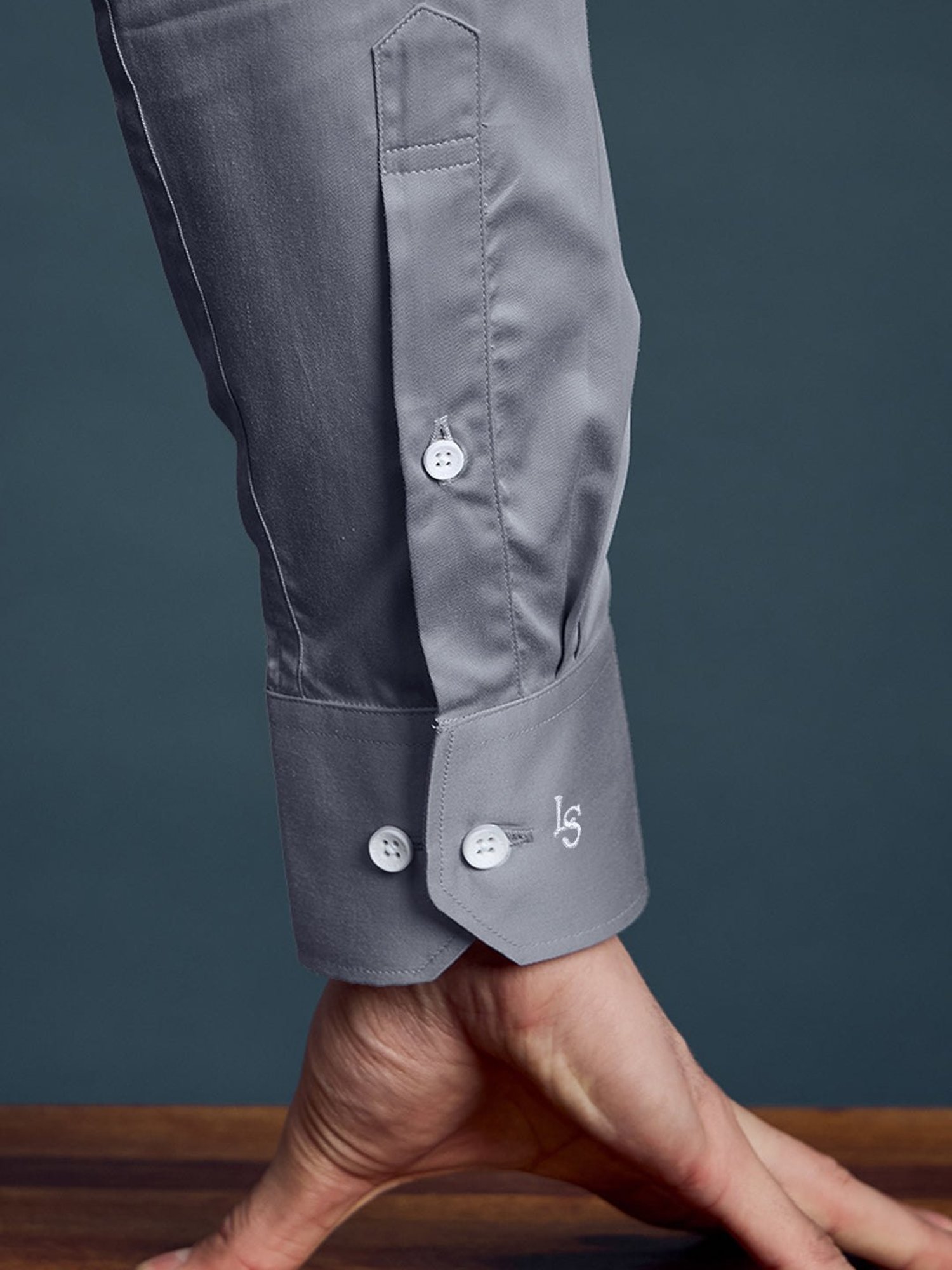 Louis Stitch Grey Cotton Regular Fit Shirt