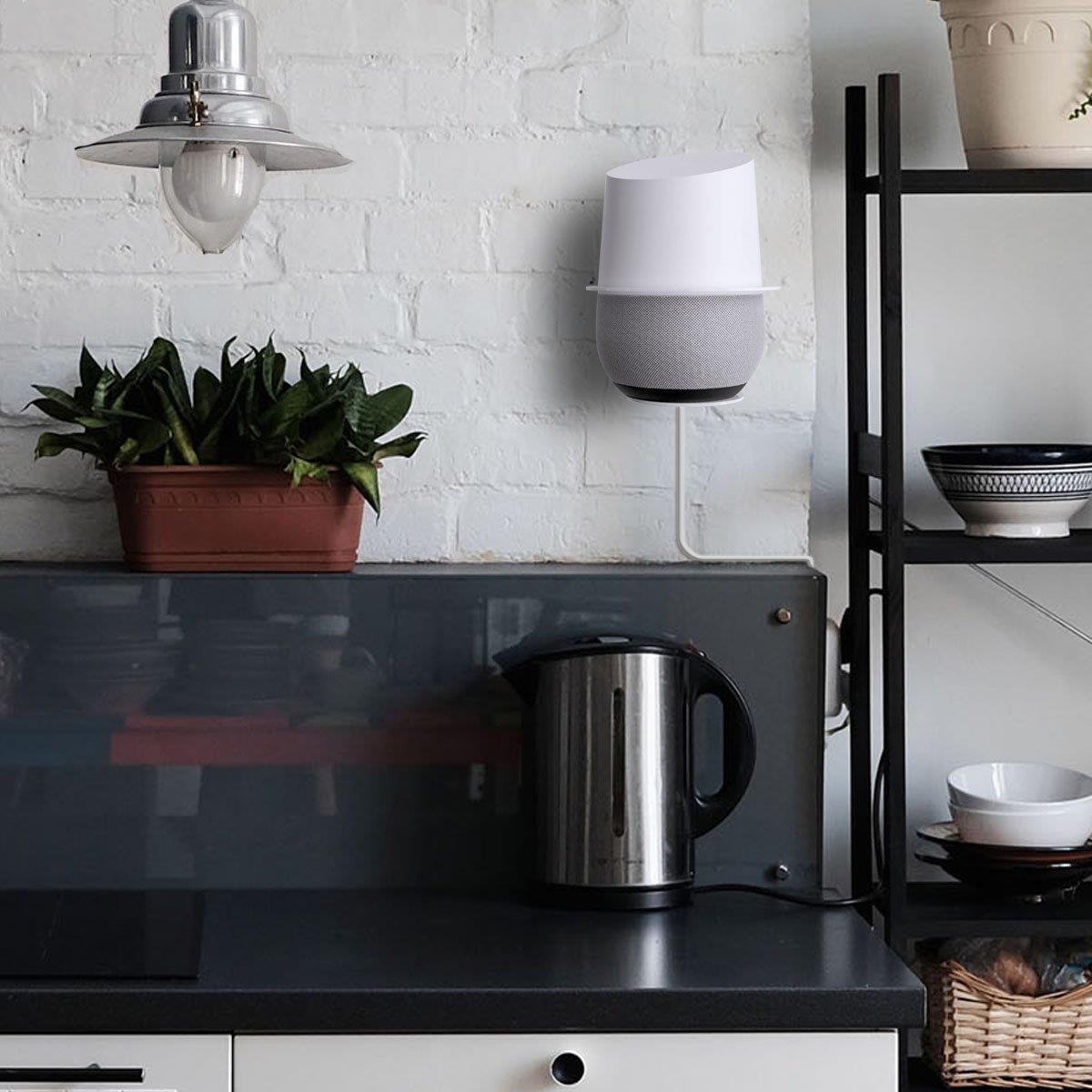 Google Home Wall Mount, ALLICAVER Sturdy Metal Made Mount Stand Holder Google Home.(White)