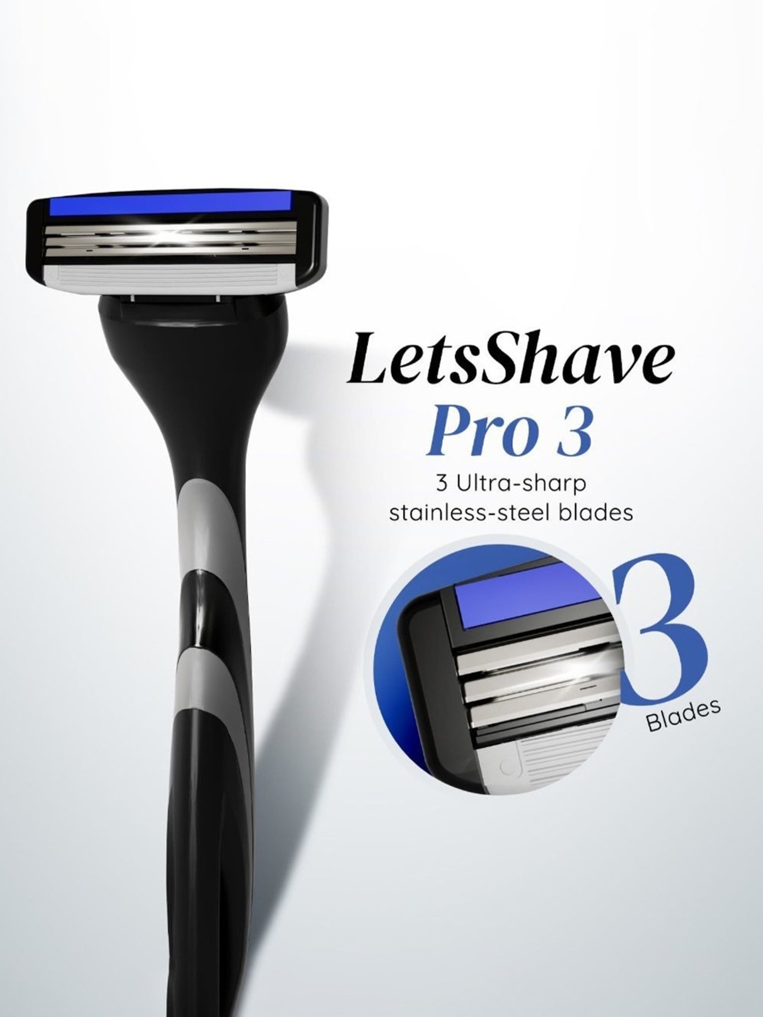 LetsShave Pro 3 Shaving Razor for Men (Blue)