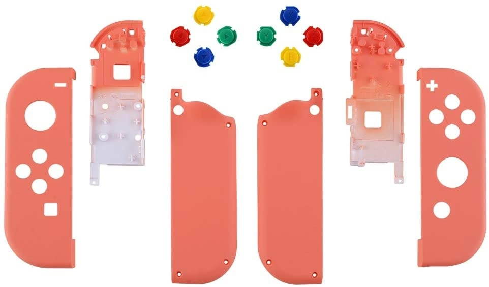 eXtremeRate Coral Joycon Handheld Controller Housing with ABXY Direction Buttons, DIY Replacement Shell Case for Nintendo Switch Joy-Con &ndash; Console Shell NOT Included