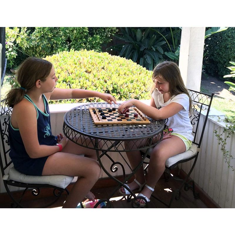 WE Games Solid Wood Checkers Set - Red & Black Traditional Style with Grooves for Wooden Pieces