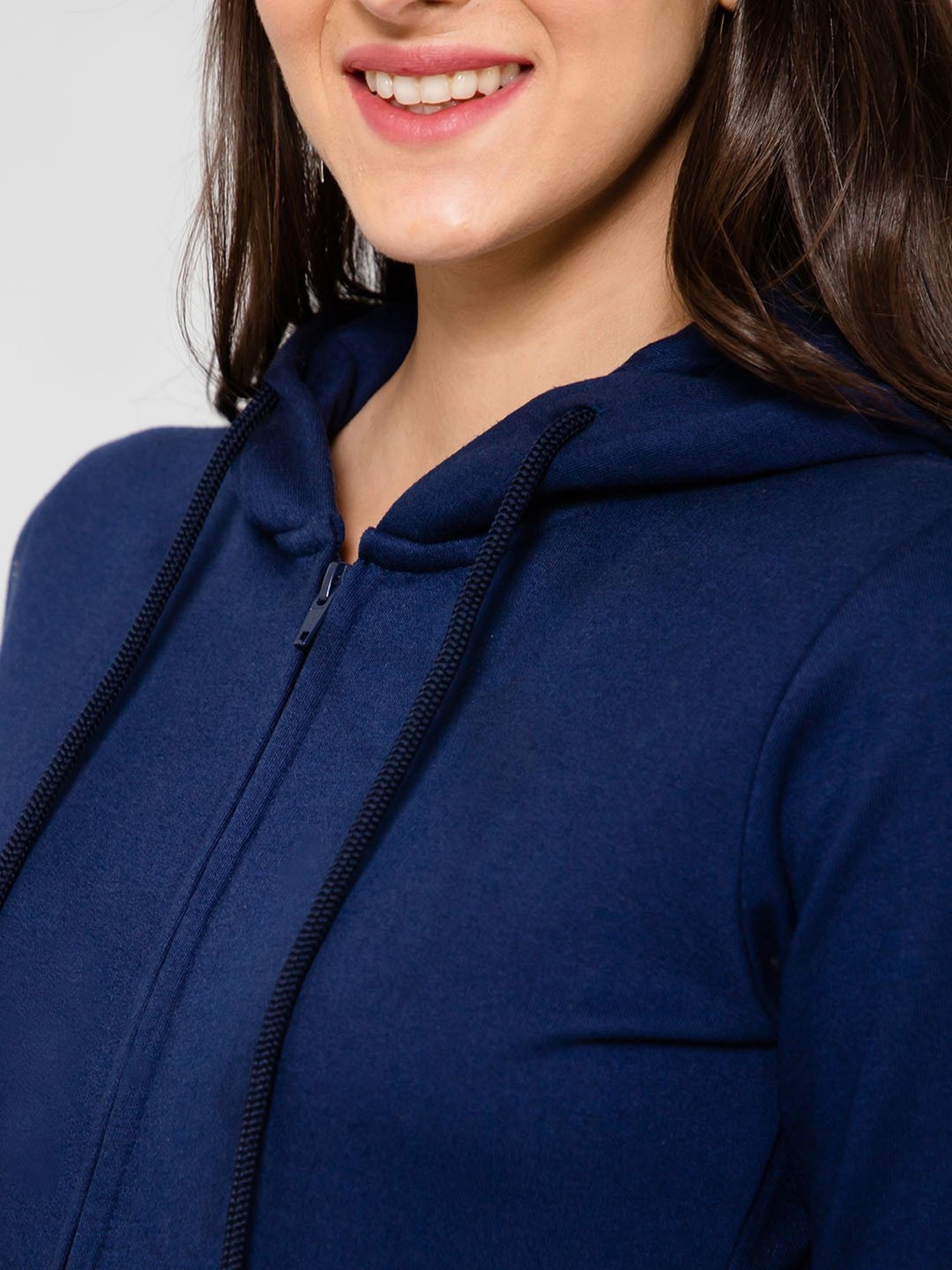 Crozo By Cantabil Navy Fleece Hoodie